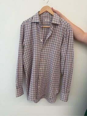 Kiton Blue & Pink Plaid Button-Down Shirt